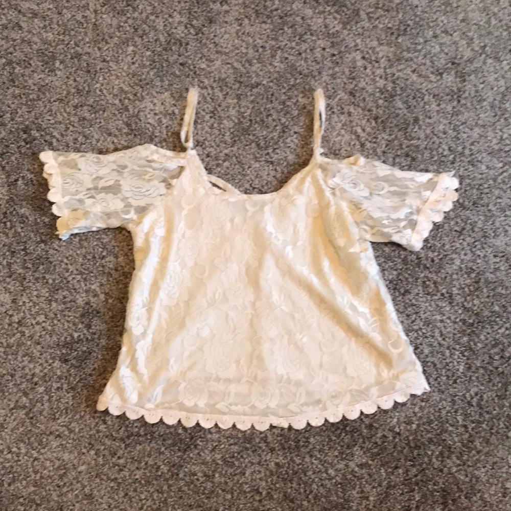 Self Esteem white lace cold shoulder top